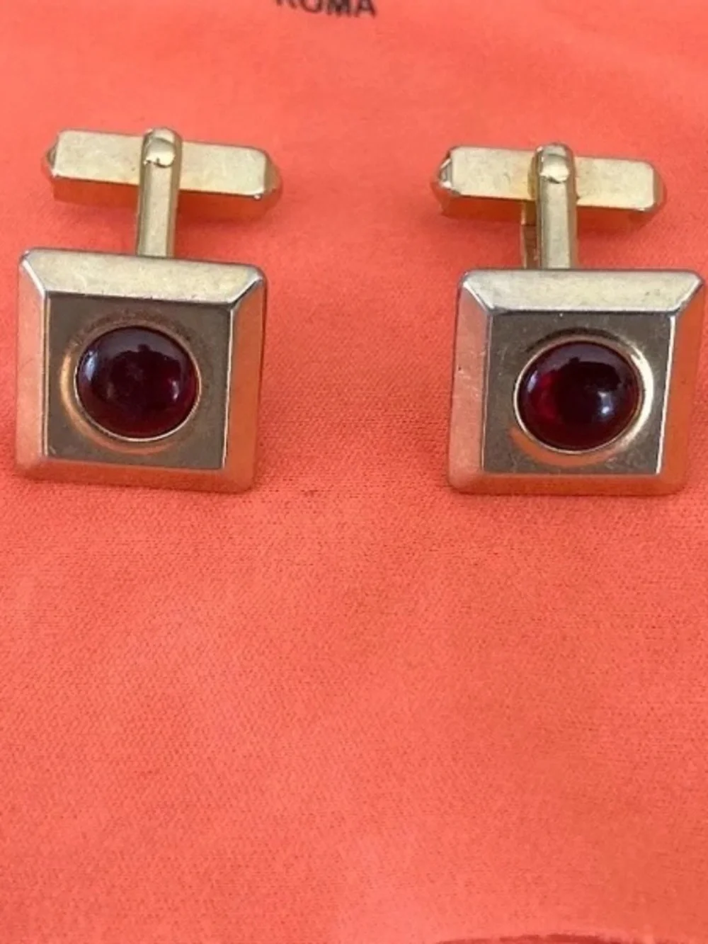 1954 Swank Gold & Red stone Cff-Links